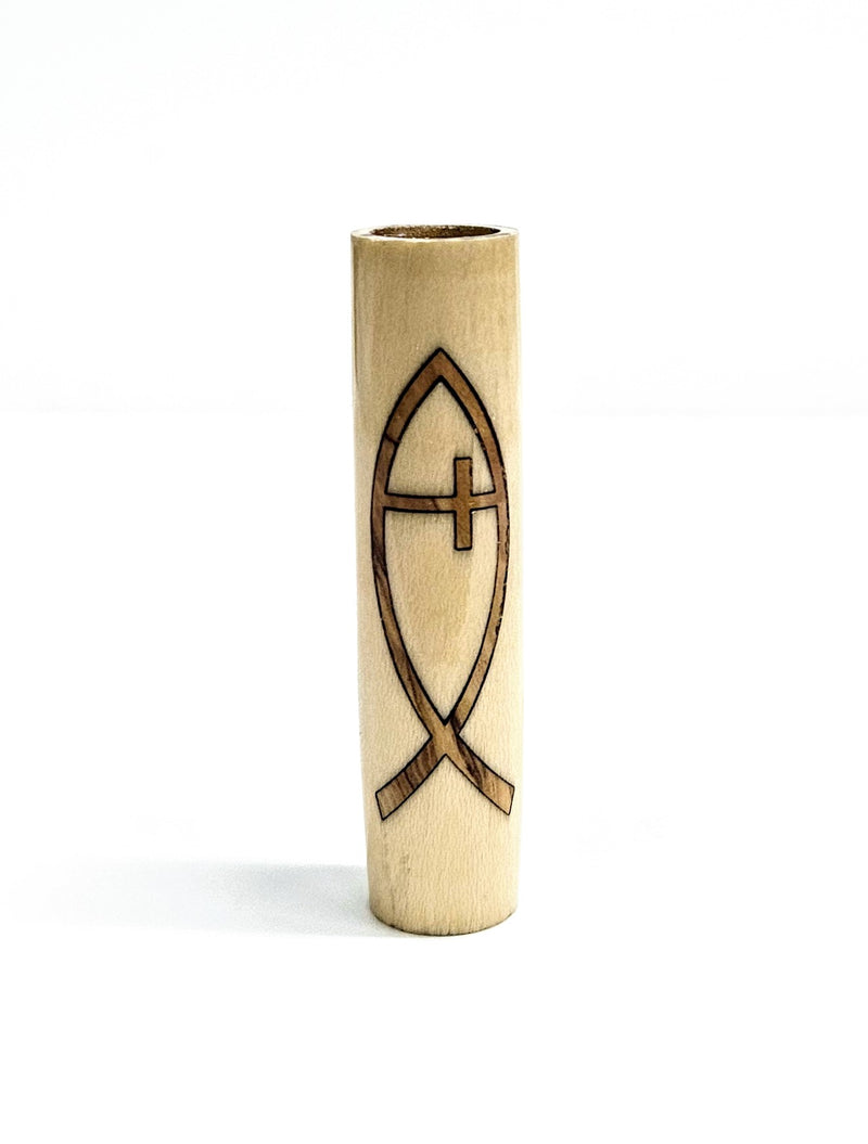 Olive Wood Fish w/Cross Inlay Blank