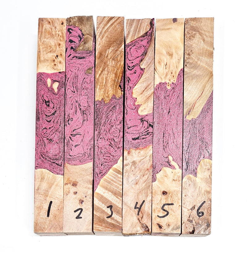 Pink Aluminum/Carbon and Maple Hybrid M3 Blanks