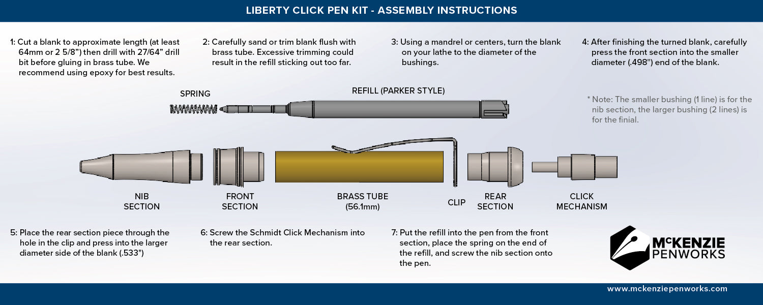 Liberty Click Pen Kit - 3 Kit Starter Pack w/Bushings – McKenzie Penworks