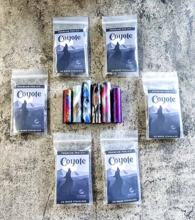6 Pack Coyote Twist Pen Kit + DiamondCast® Blanks Bundle